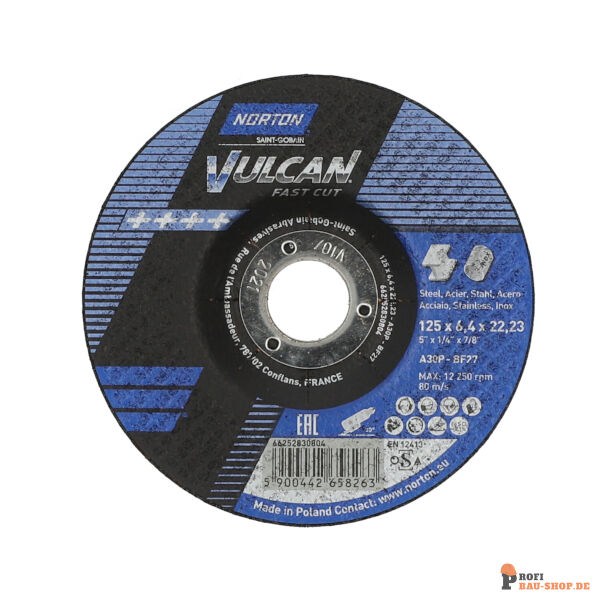 nortonschleifmittel/NORTON_schleifmittel_66252830804 Norton VULCAN  Portable grinding wheels 125x6.4x22.23mm 30 GRIT_121978